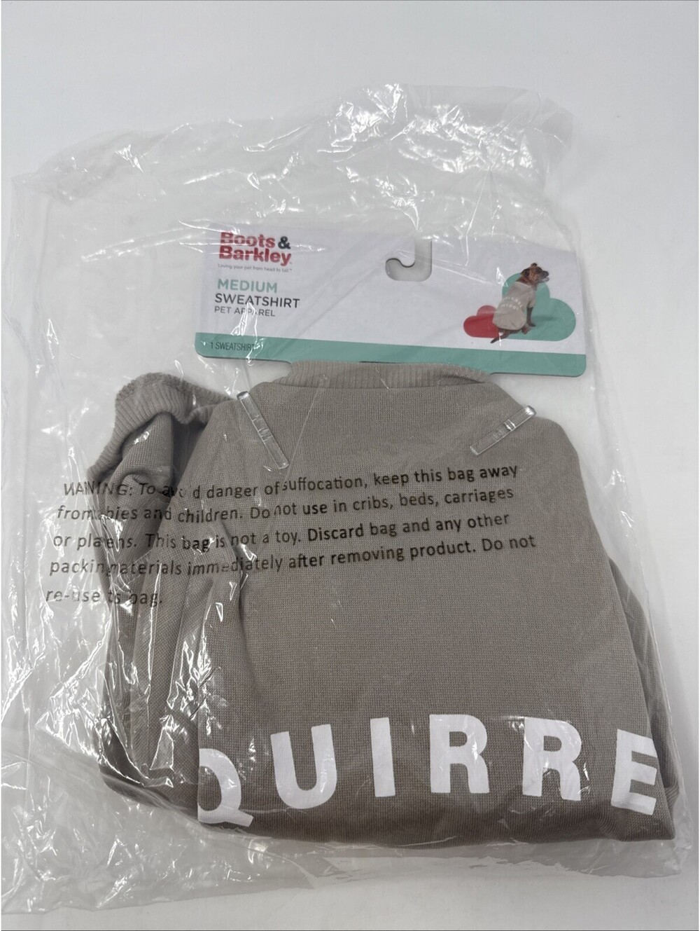 Boots & Barkley Medium sweatshirt pet apparel Squirrel Patrol Tan Dogs Or Cats